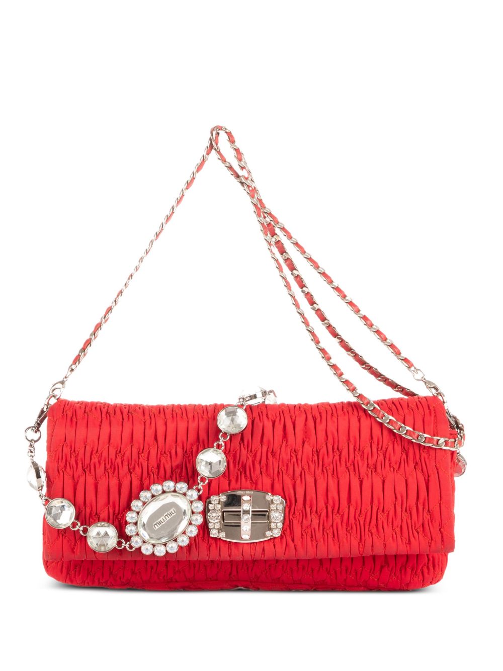 pleated crystal-embellished bag