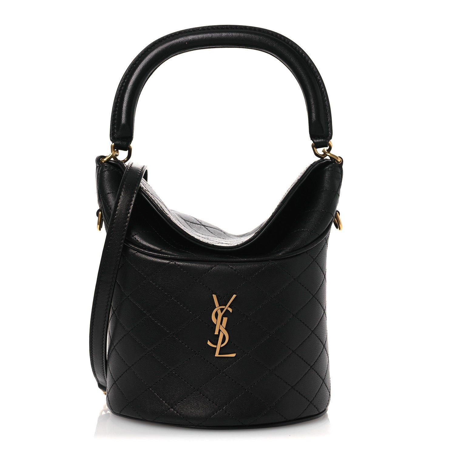 Saint Laurent Lambskin Gabby Mini Bucket Bag Black