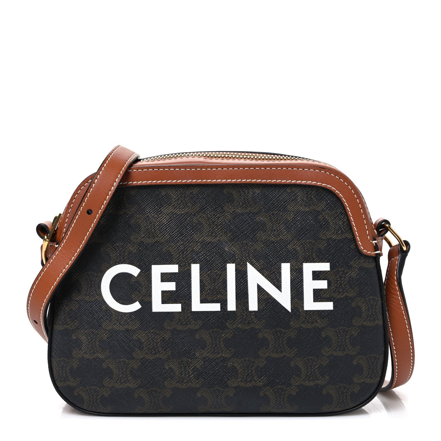 Celine Triomphe Canvas Small Camera Bag Tan