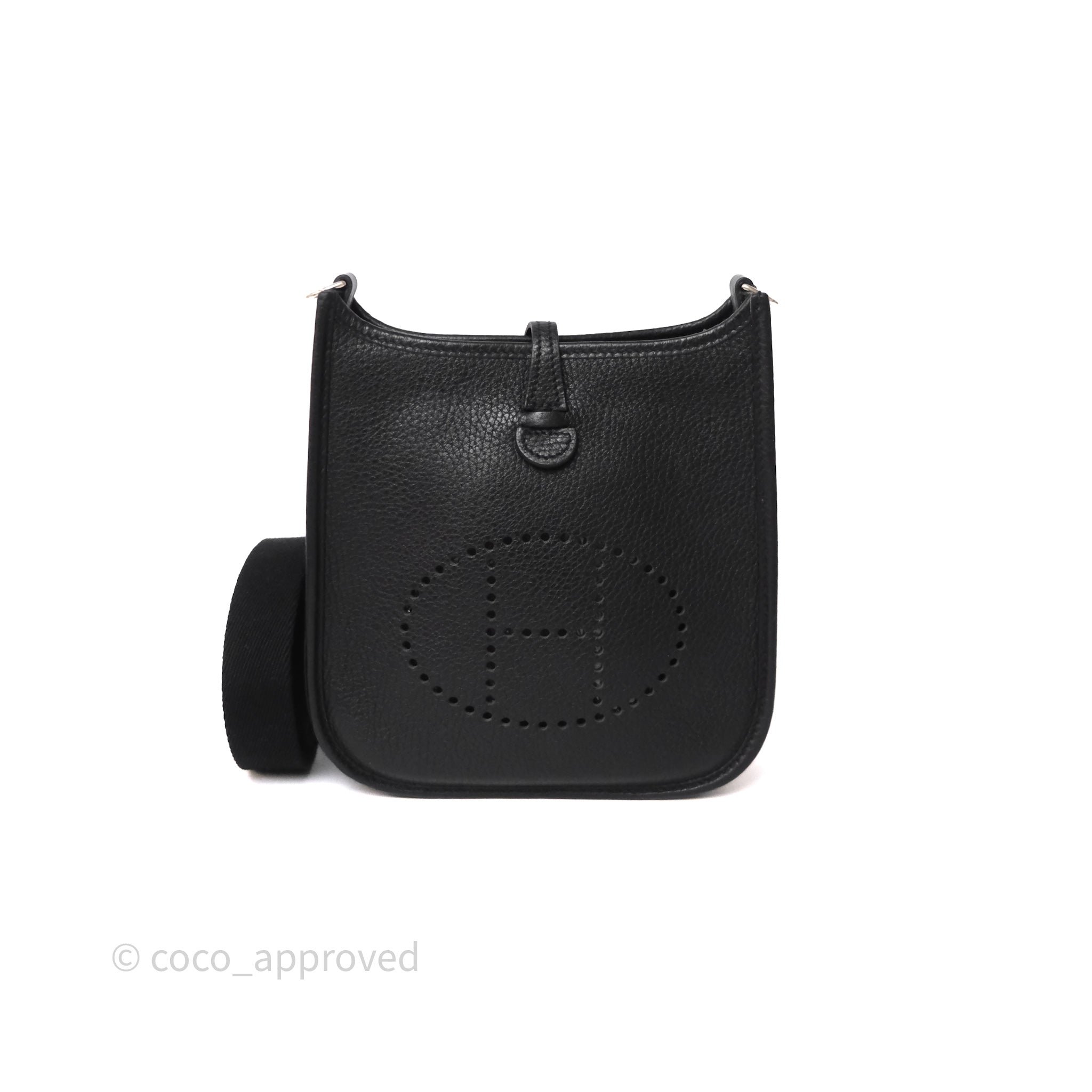 Hermès Mini Evelyne 16 Black Noir 89 Clemence Palladium Hardware