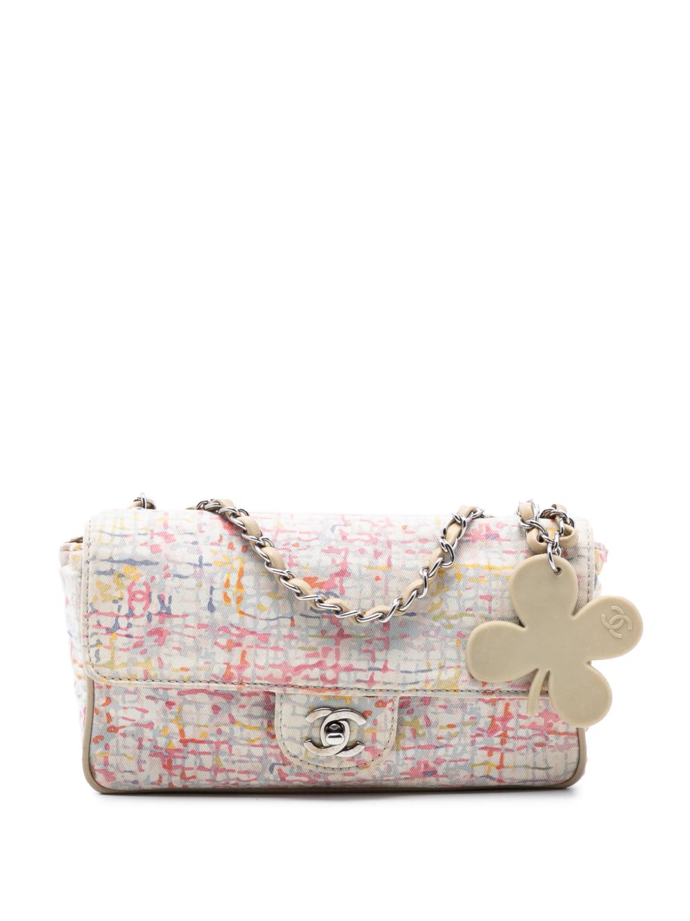 2004-2005 Small Printed Canvas Watercolor Clover Flap shoulder bag