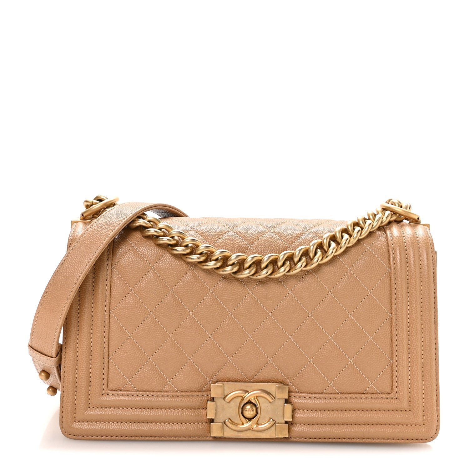 Chanel Caviar Quilted Medium Boy Flap Beige