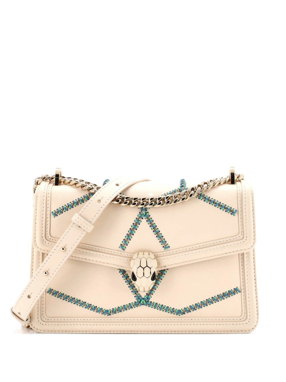 Serpenti Forever Whipstitched Leather Small shoulder bag