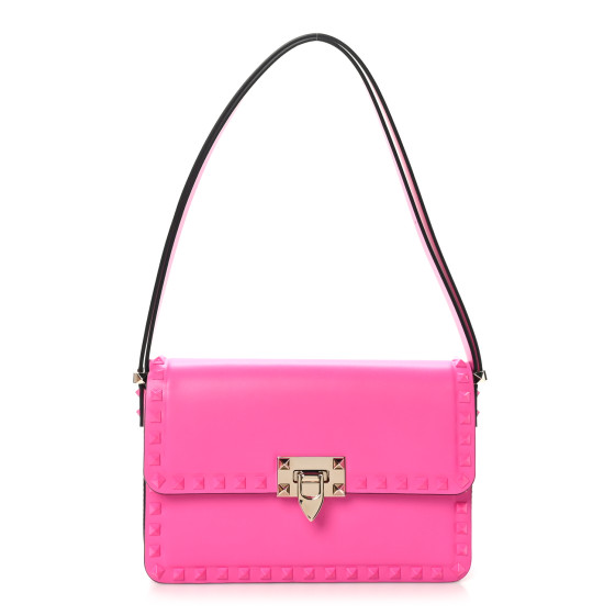 Valentino Garavani Smooth Calfskin Enamel Tonal Rockstud23 Shoulder Bag Pink PP