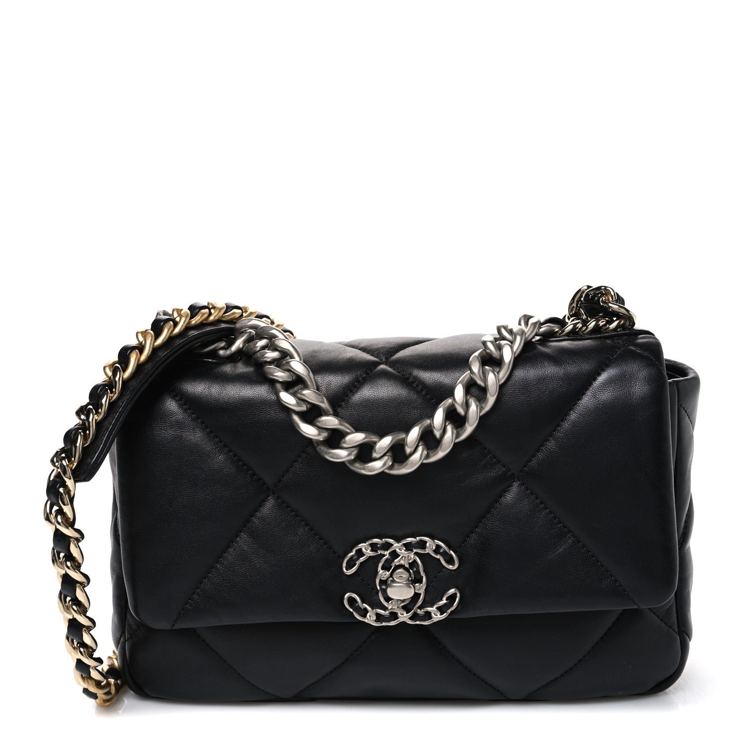 Chanel Lambskin Quilted Medium Chanel 19 Flap Black