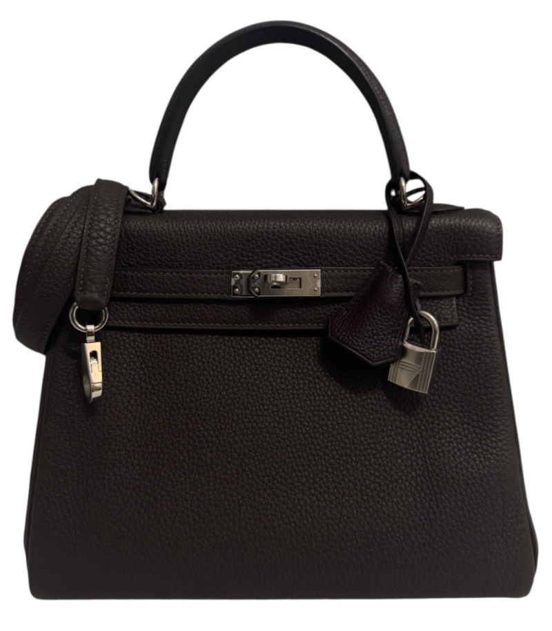 Hermes Ebene Togo Retourne Kelly 25 Palladium Hardware, 2020