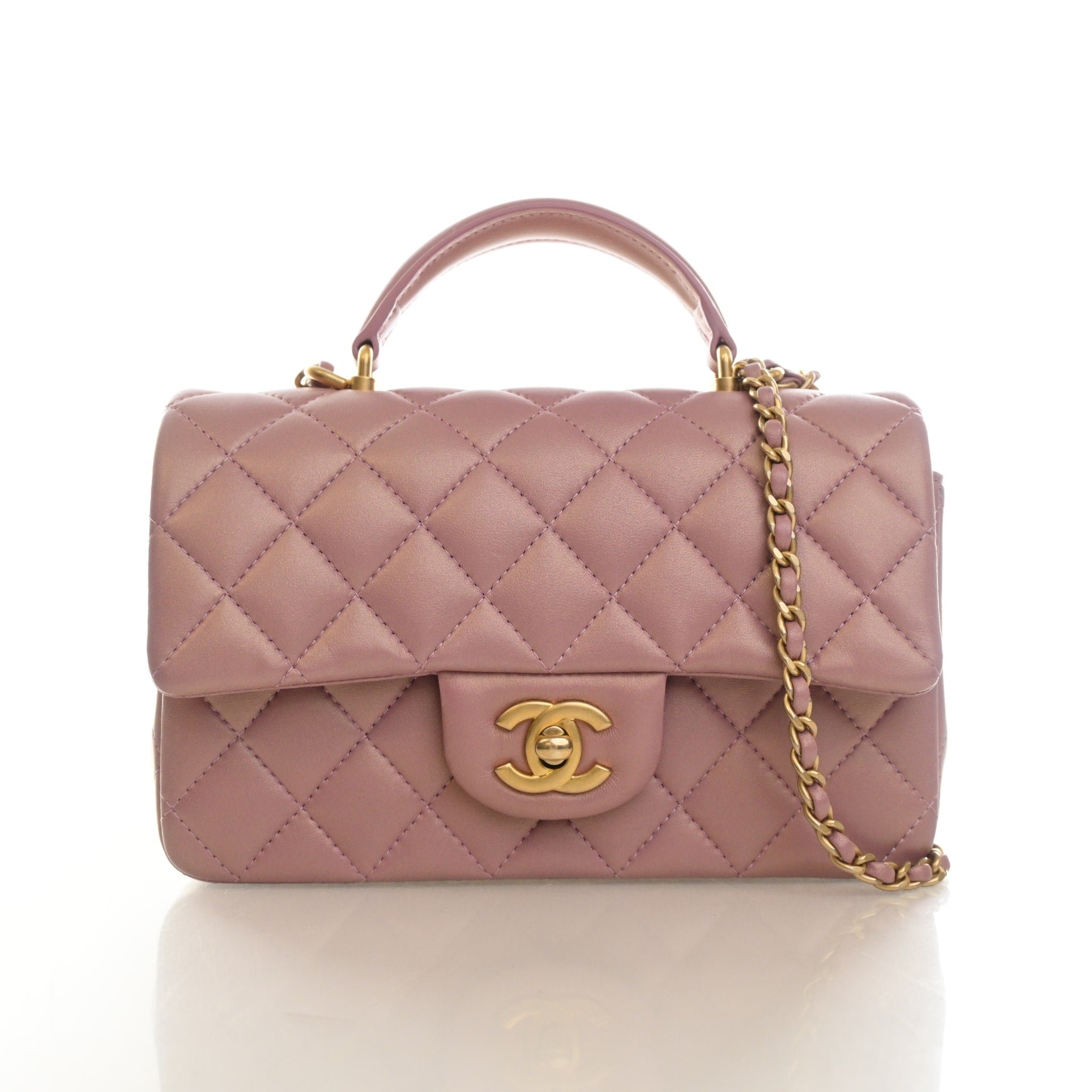 Chanel Mini Lambskin Rectangular Top Handle Classic Flap Bag