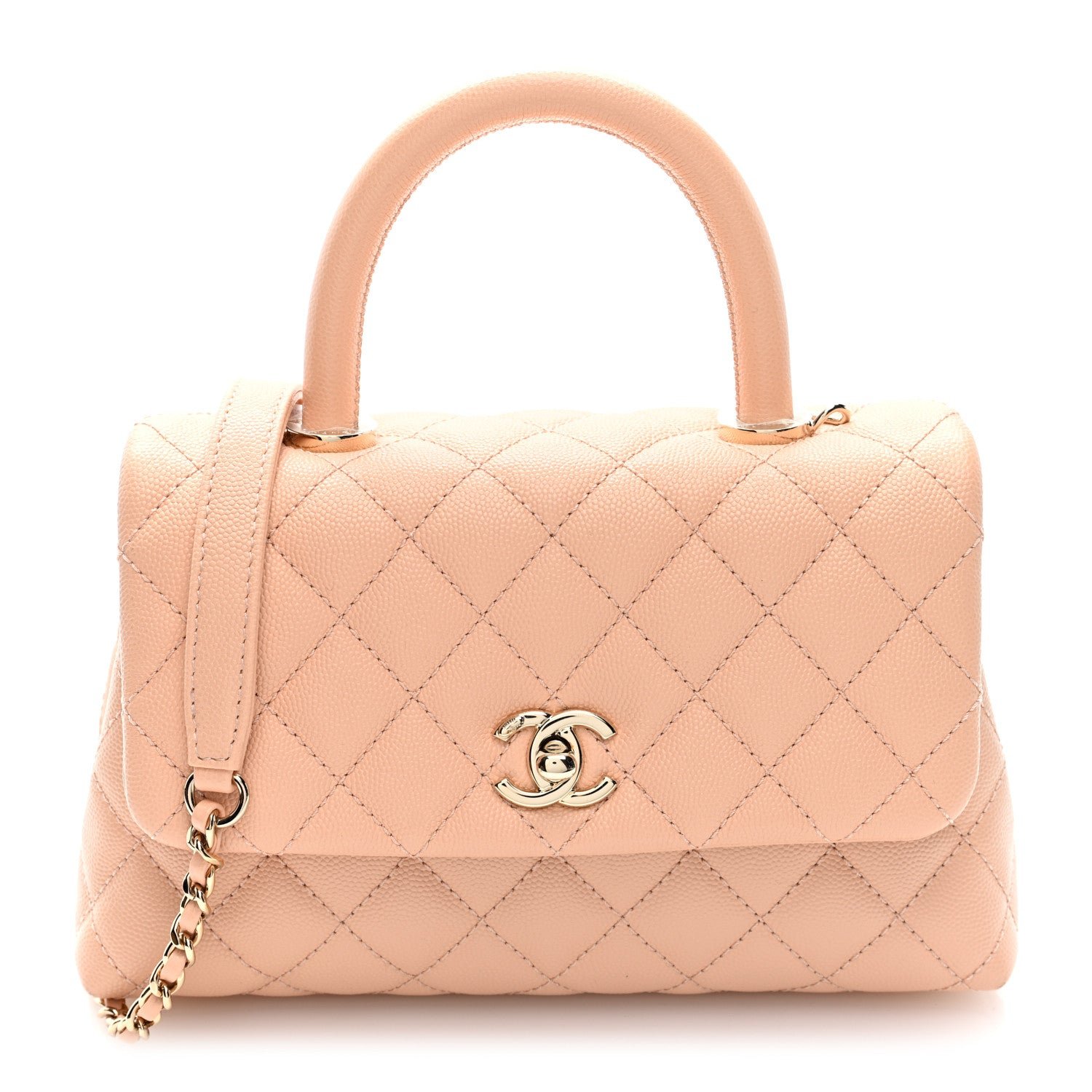 Chanel Caviar Quilted Mini Coco Handle Flap Light Pink