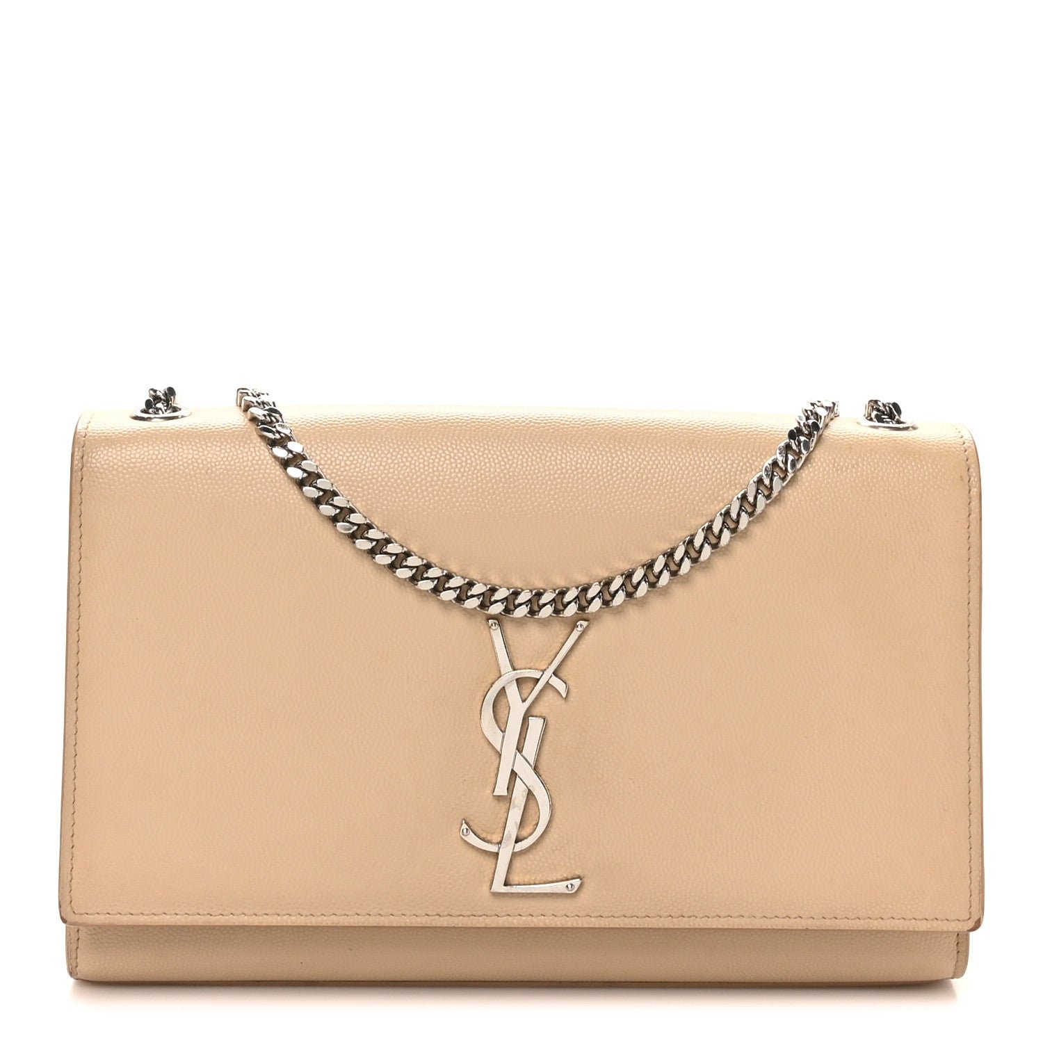 Saint Laurent Grain De Poudre Medium Monogram Kate Satchel Sable Beige