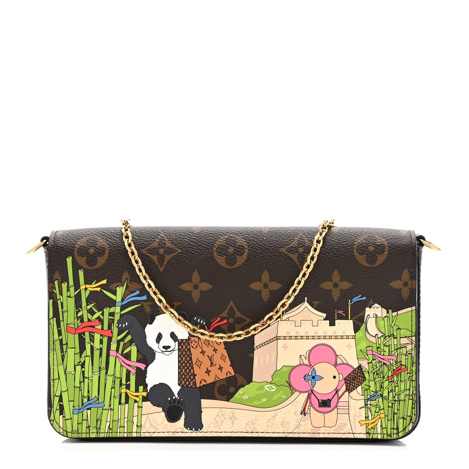 Louis Vuitton Monogram 2021 Christmas Animation China Wall Pochette Felicie Chain Wallet Blue
