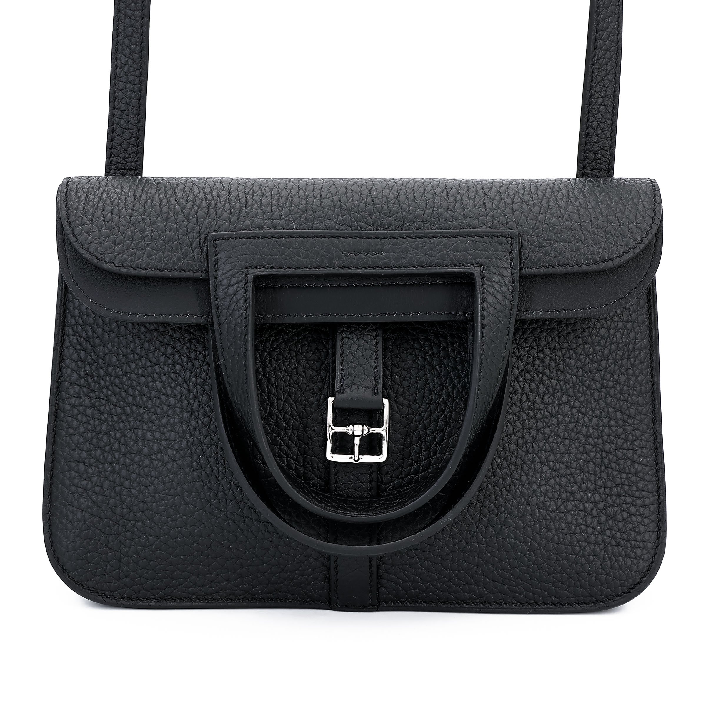 Hermes Brand New ( Rank N ) HERMÈS Halzan 25 Noir (89) Clemence Palladium hardware K (2025)