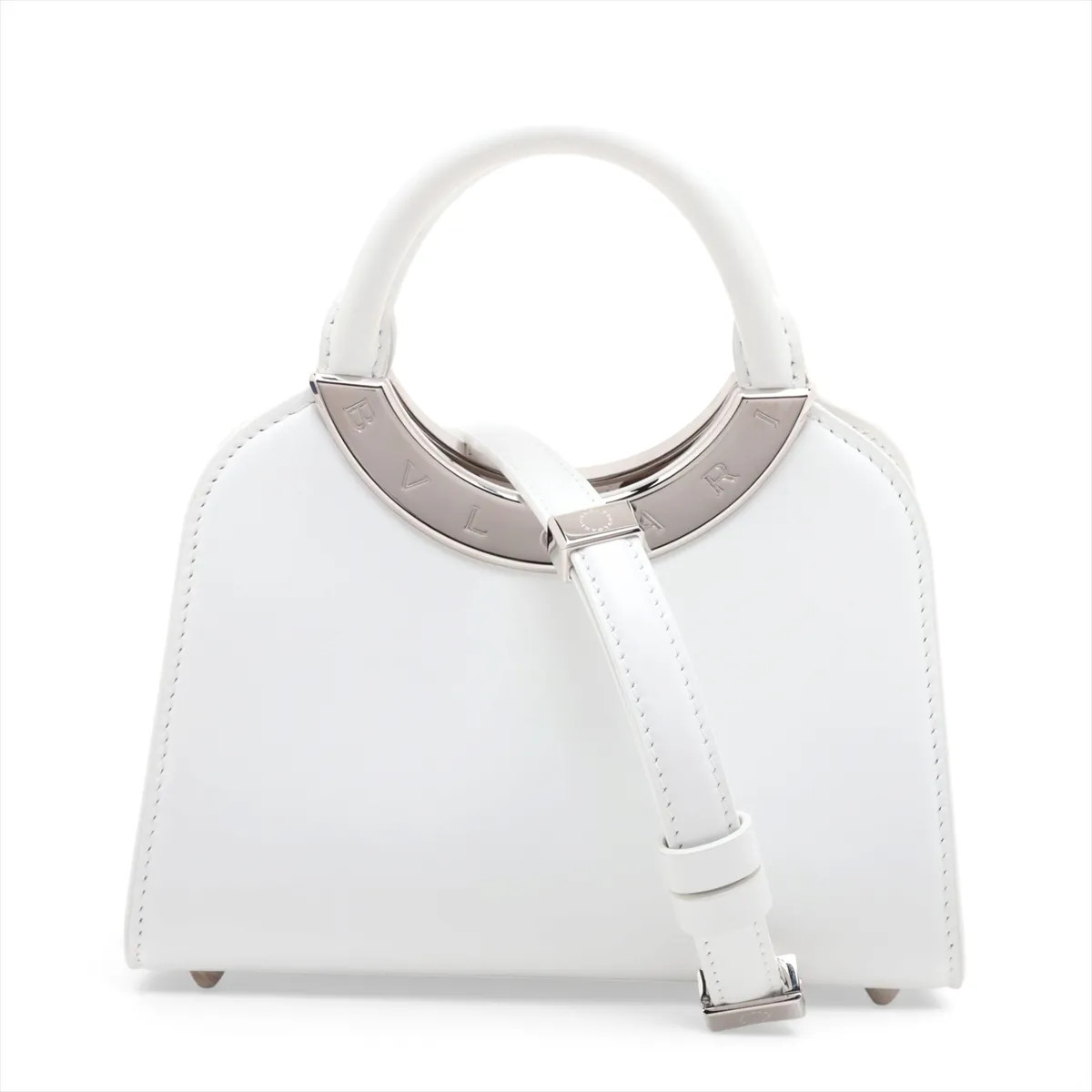 Bvlgari Roma Mini Leather 2 Way Handbag White