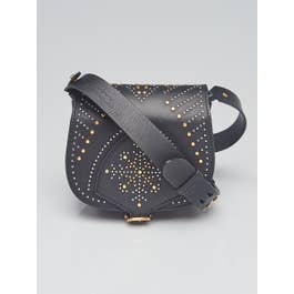 Burberry Burberry Black Calfskin Leather Studded Crossbody Mini Satchel Bag