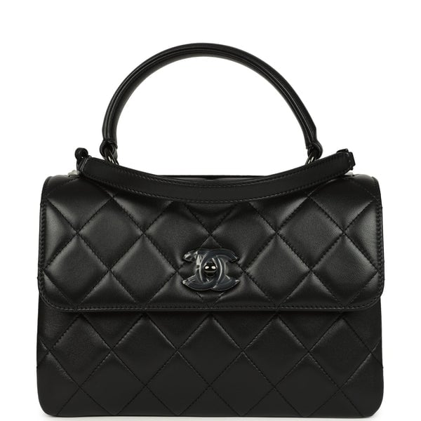 Chanel Medium Trendy CC Top Handle Flap So Black Lambskin Black Hardware