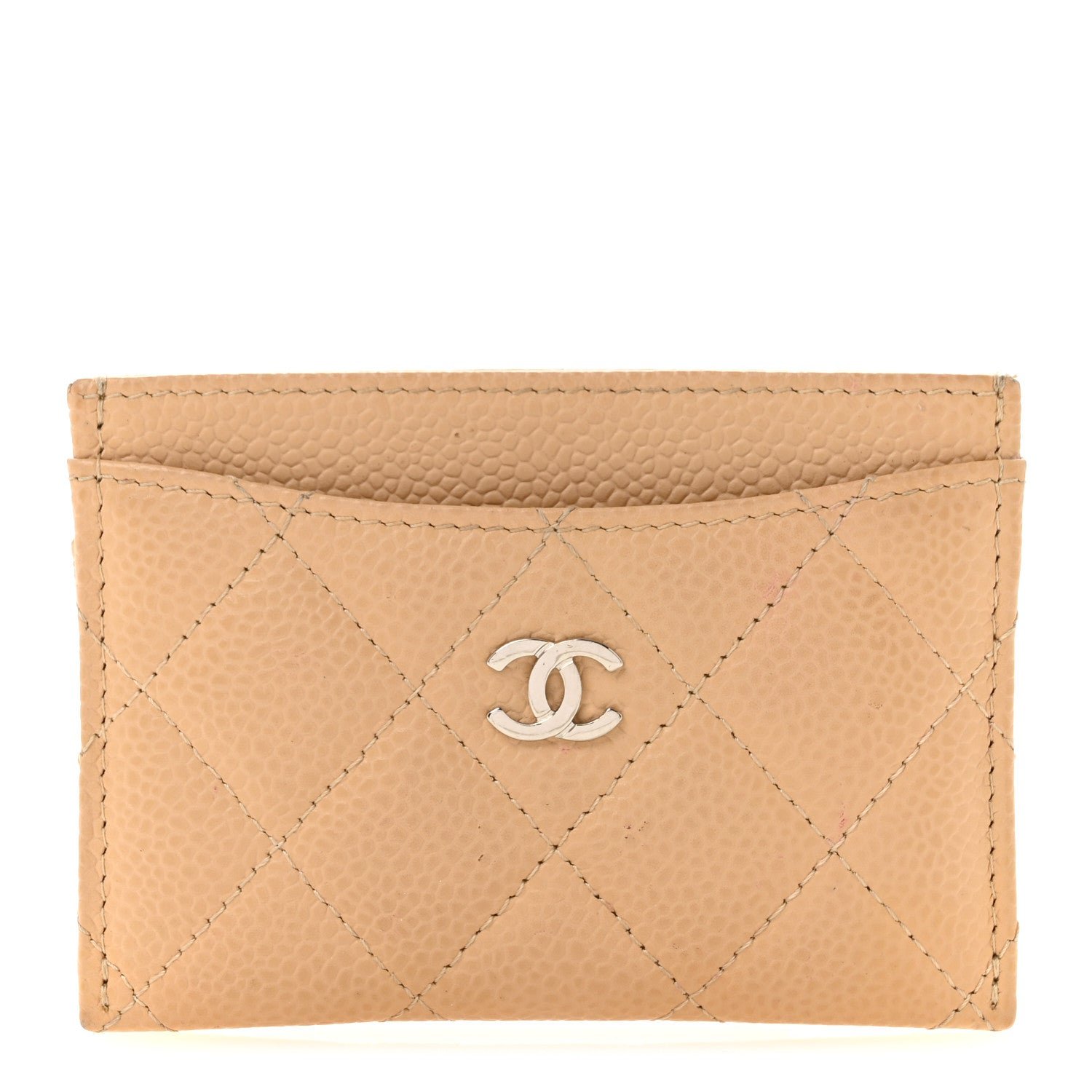 Chanel Caviar Quilted Card Holder Beige