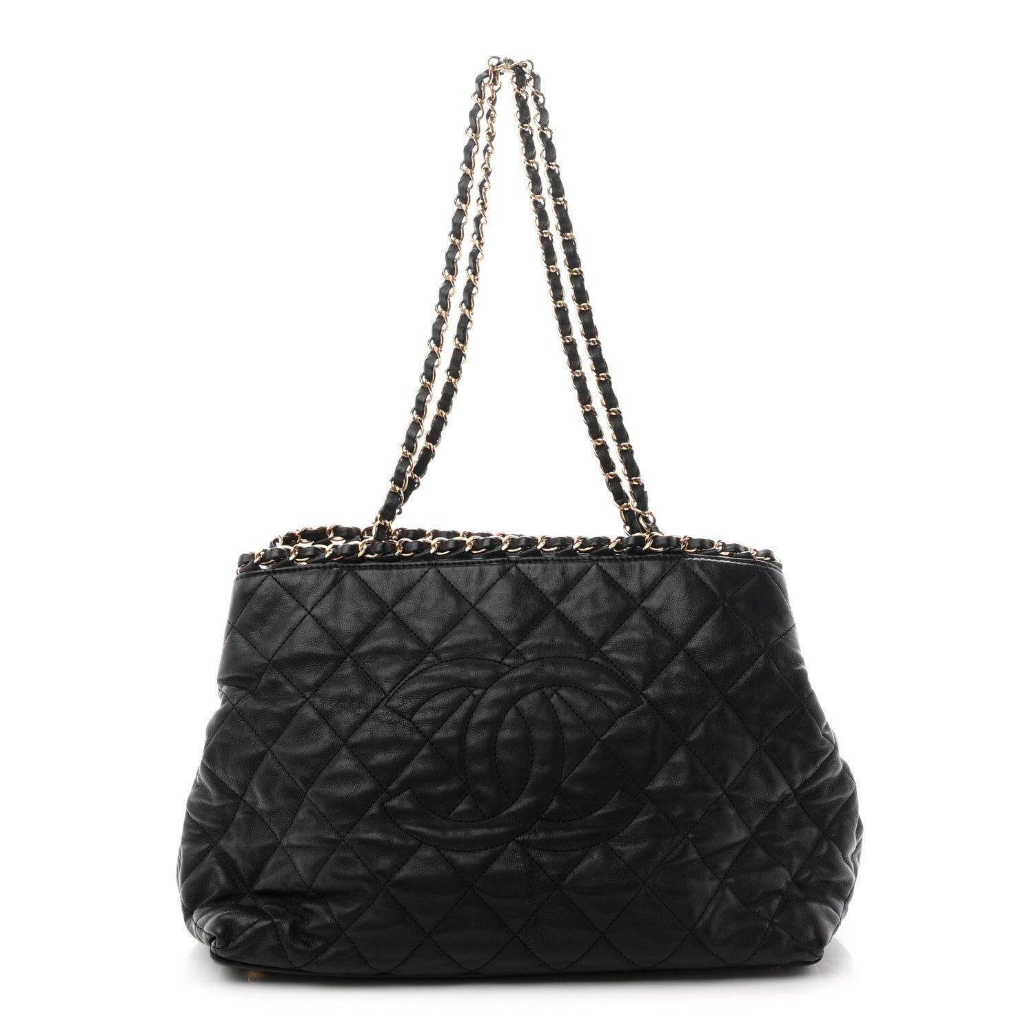 Chanel Calfskin Quilted Small Chain Me Tote Black