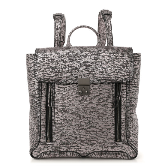 3.1 Phillip Lim Metallic Textured Calfskin Pashli Backpack Black Mauve