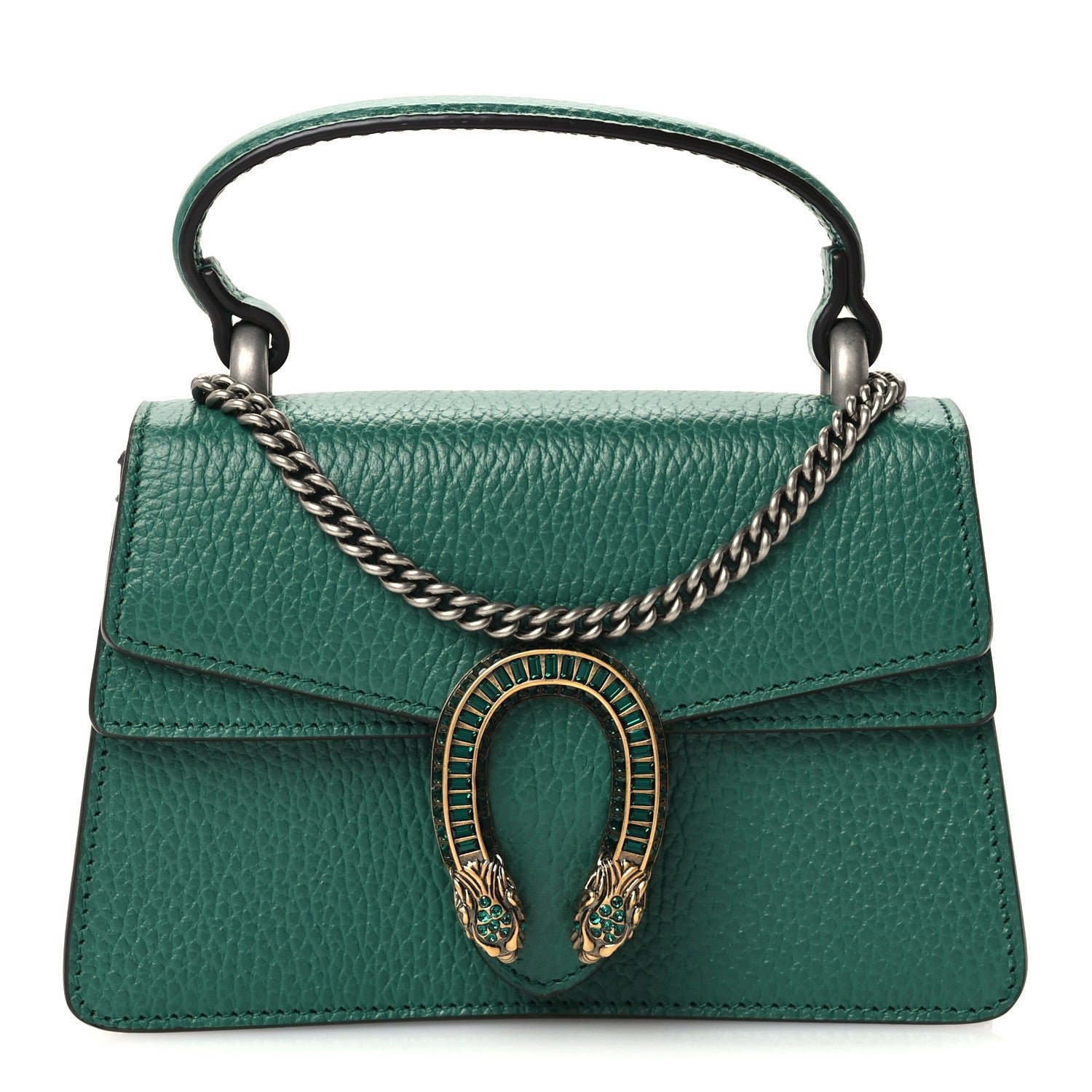Gucci Dollar Calfskin Crystal Mini Dionysus Top Handle Bag Emerald