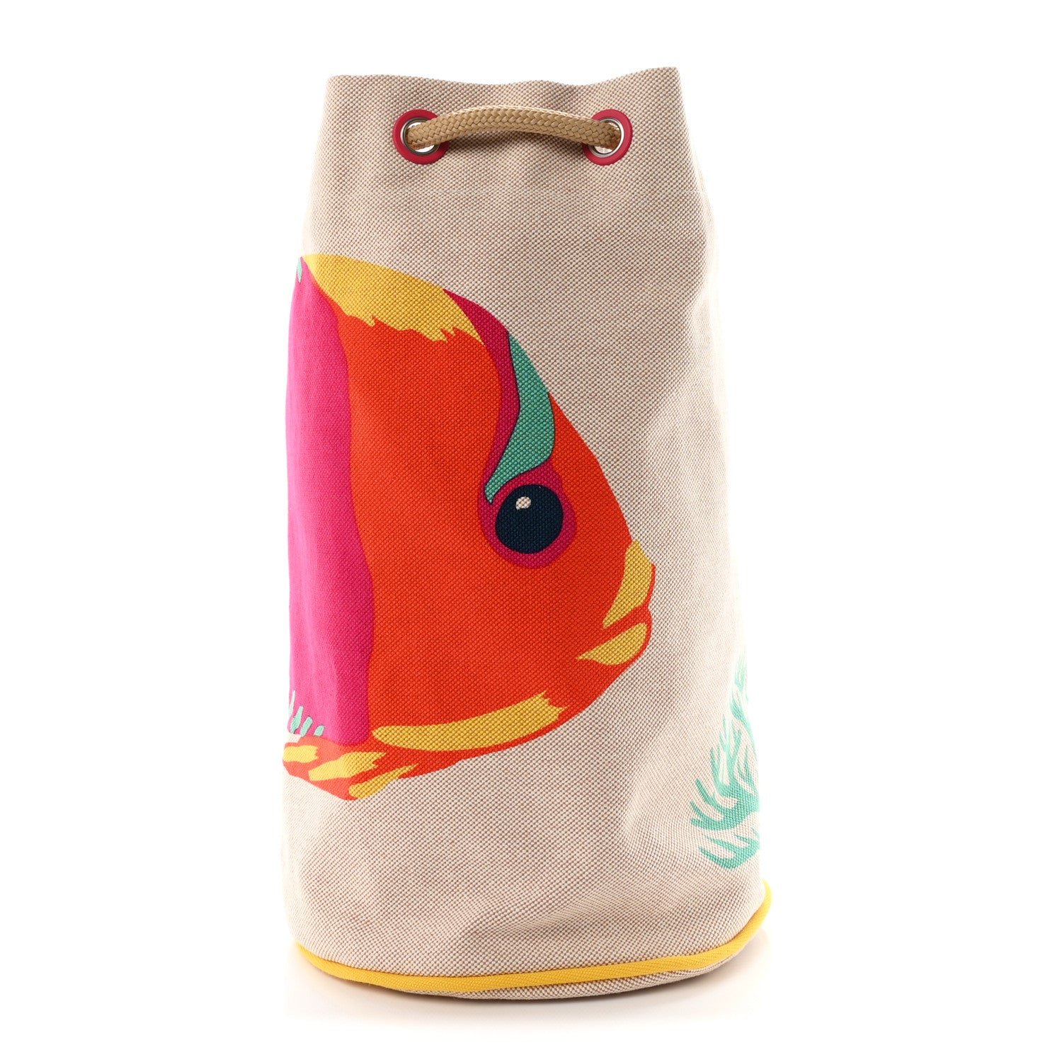 Hermes Toile H Canvas Under The Waves Drawstring Duffle Bag
