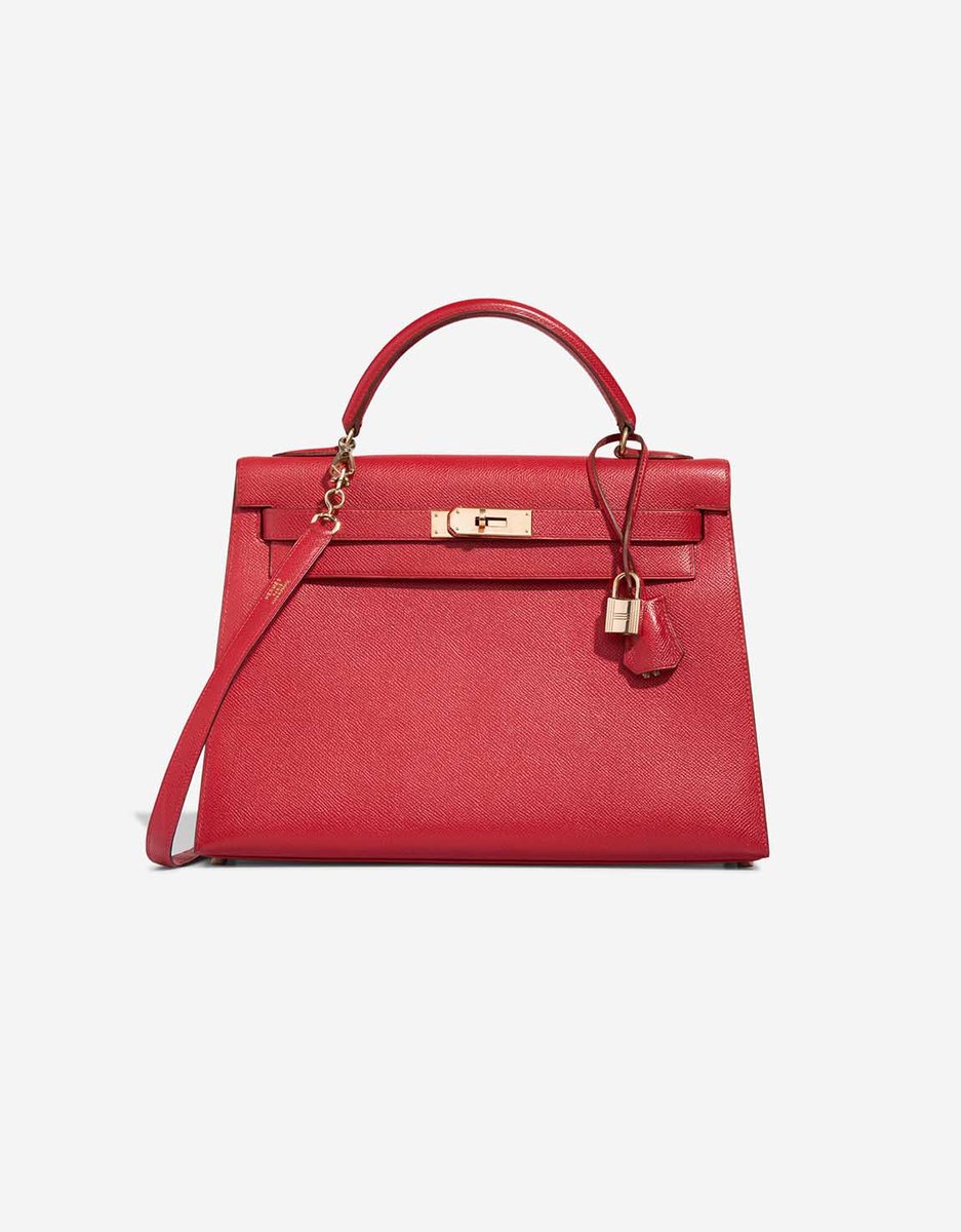 Hermes 
		Kelly 32 Courchevel Rouge Casaque    
