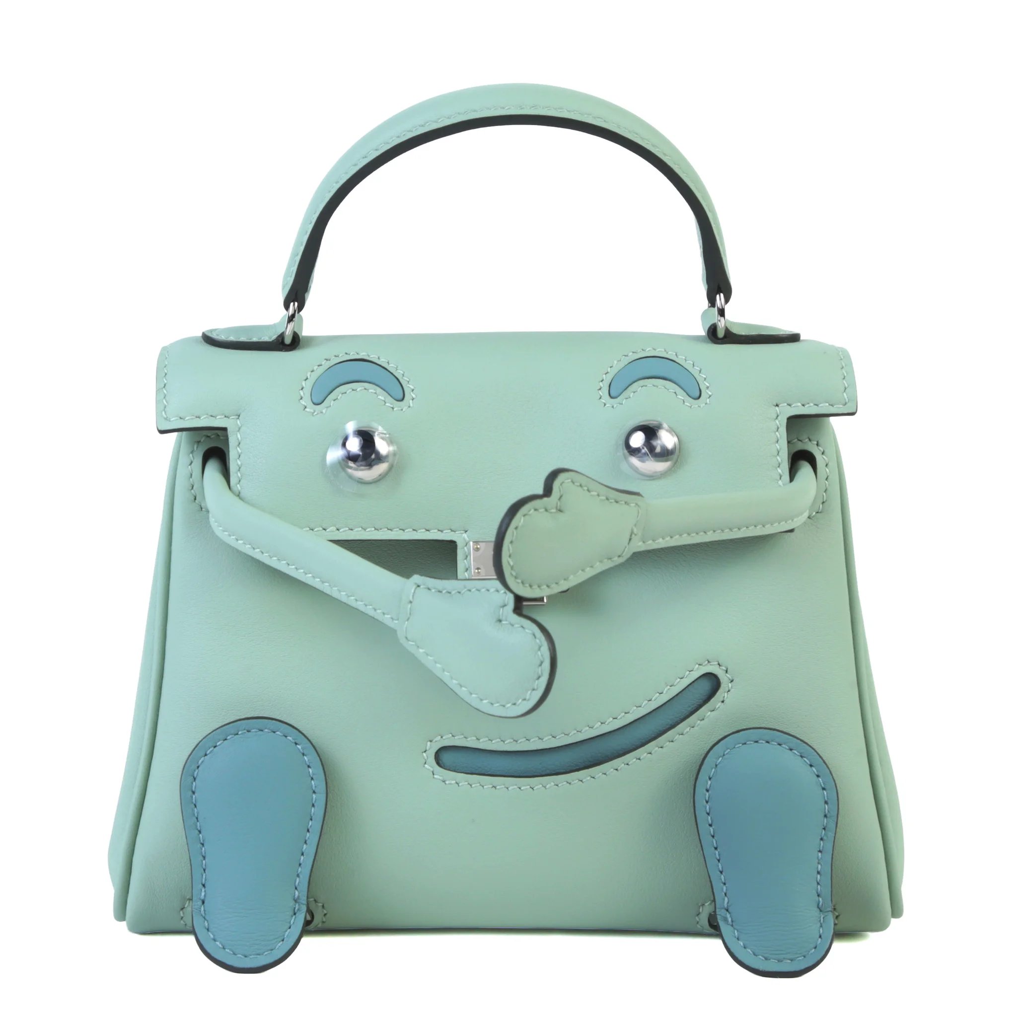 Brand New ( Rank N ) HERMÈS Kelly Doll Vert d’Eau (6U) Ciel (7G) Swift Palladium hardware G (2026)