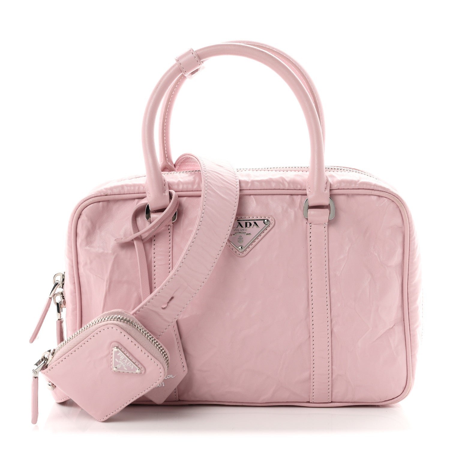 Prada Nappa Antique Medium Re-Edition 2001 Two Handle Bag Alabastro