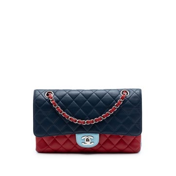 Chanel Lambskin Medium Classic Tricolor Lambskin Double Flap