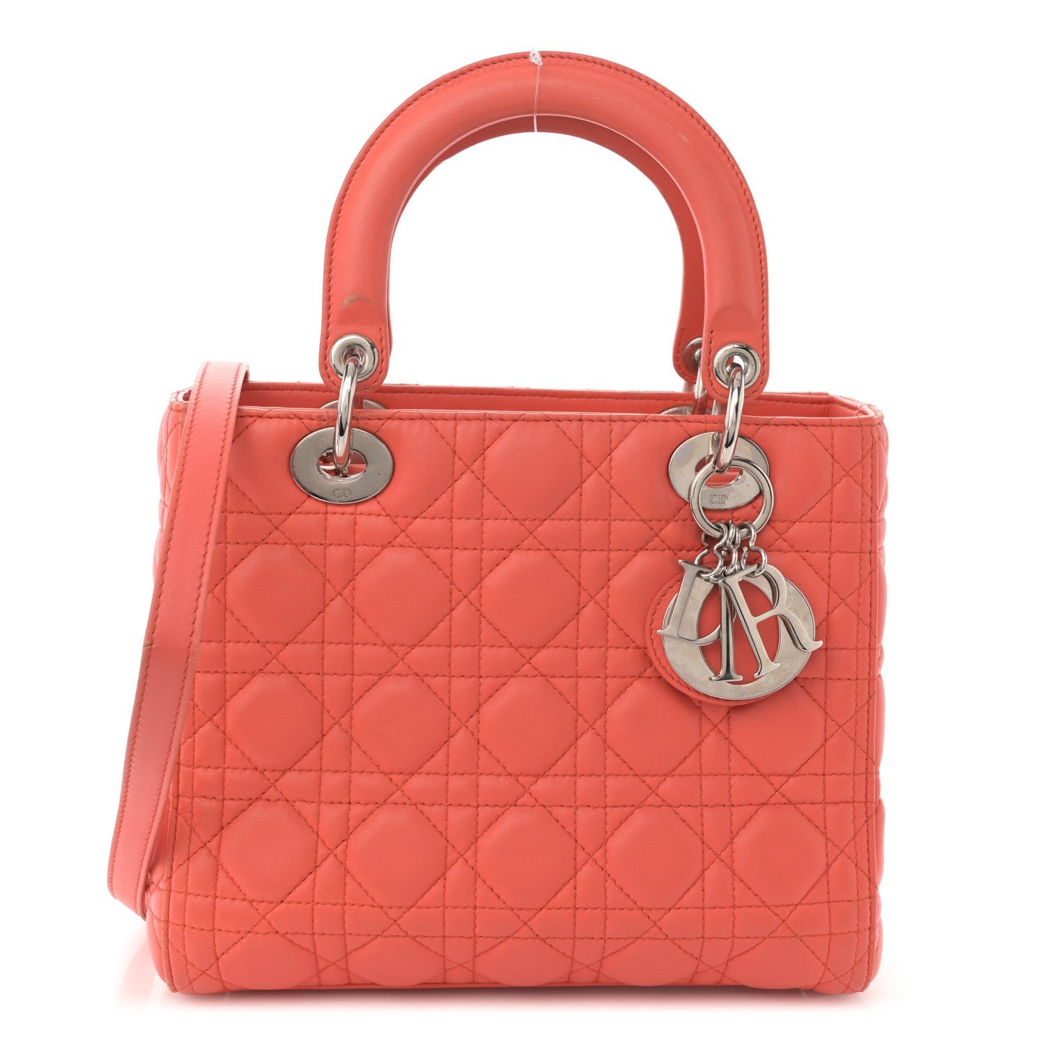 Dior Lambskin Cannage Medium Lady Dior Orange