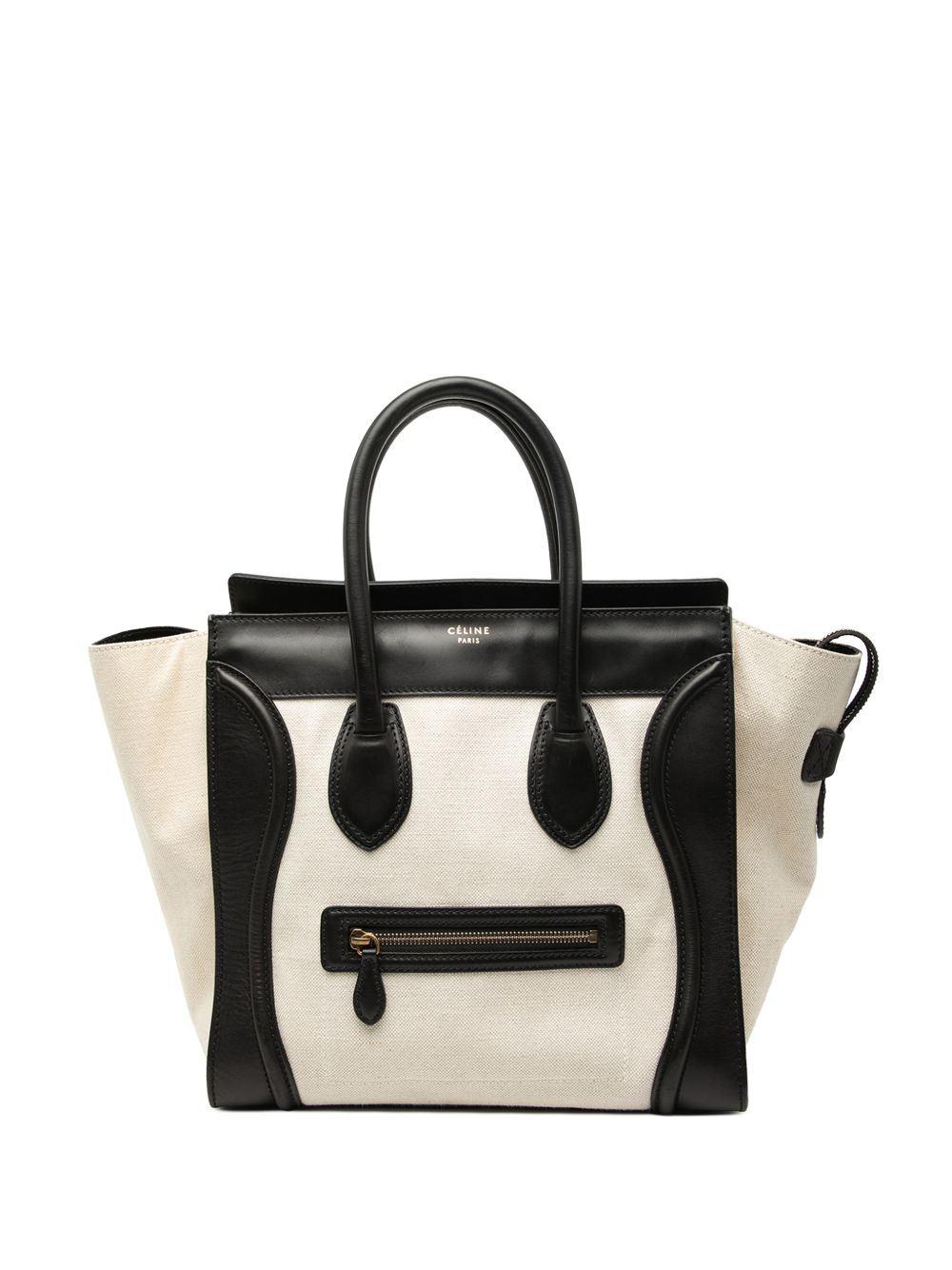 Celine 2011 Mini Bicolor Canvas and Leather Luggage Tote handbag