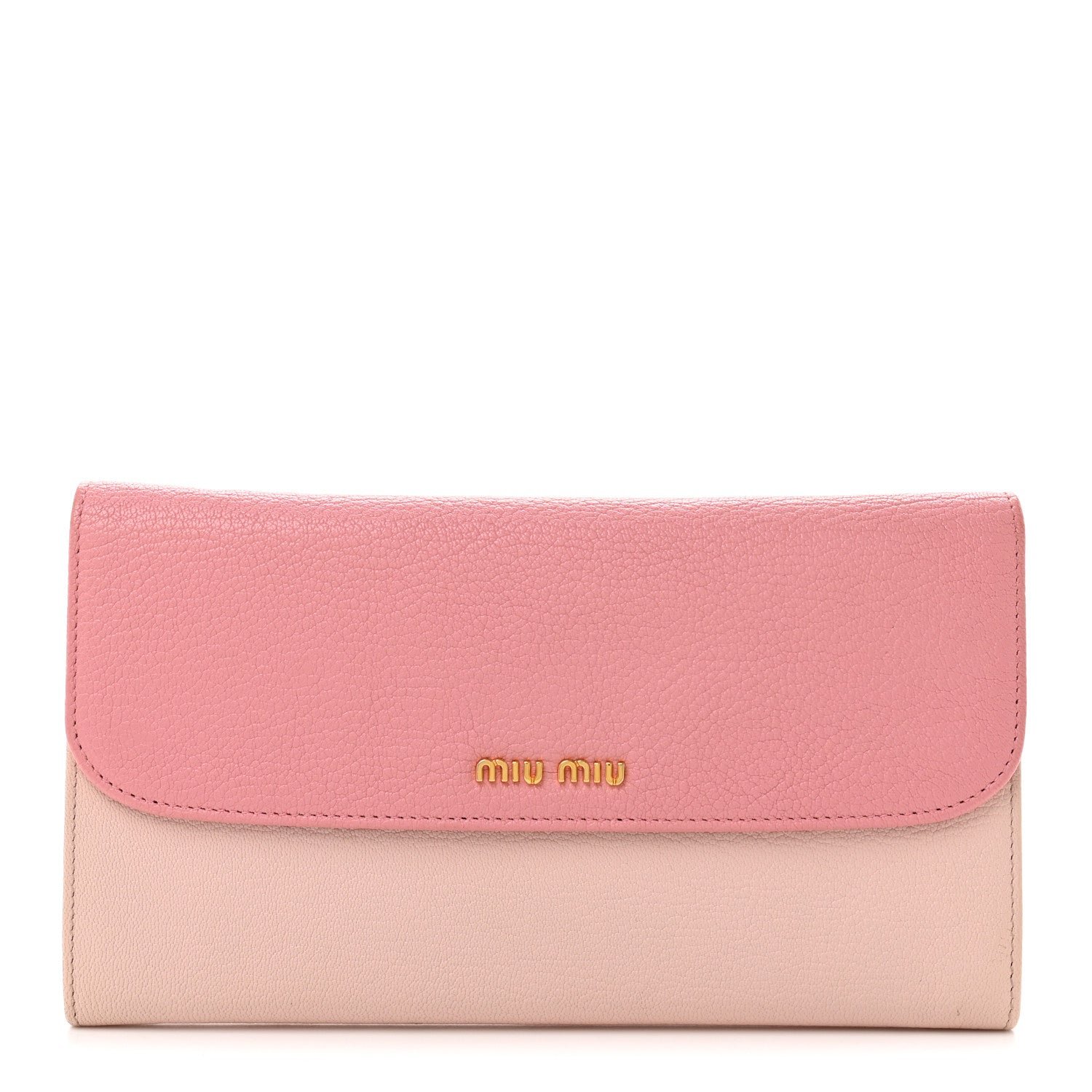 Miu Miu Goatskin Madras Bicolor Flap Wallet Pink