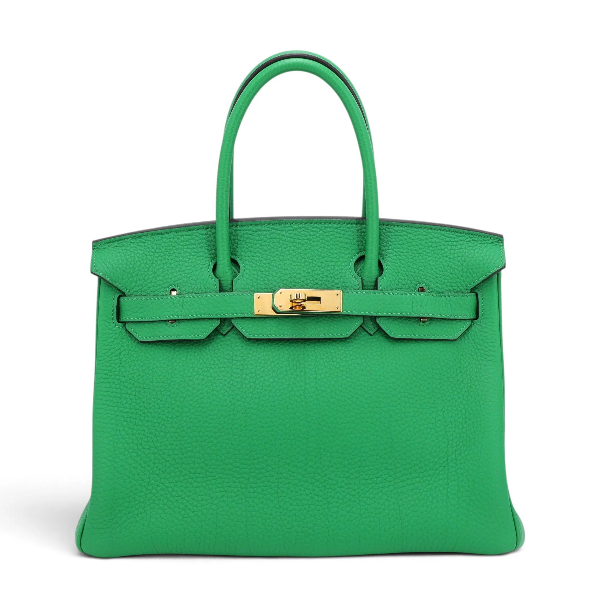 Excellent ( Rank SA ) HERMÈS Birkin 30 Bamboo (1K) Togo Gold hardware Square R (2014)