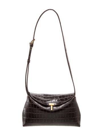 Embossed Leather T-Lock Clutch