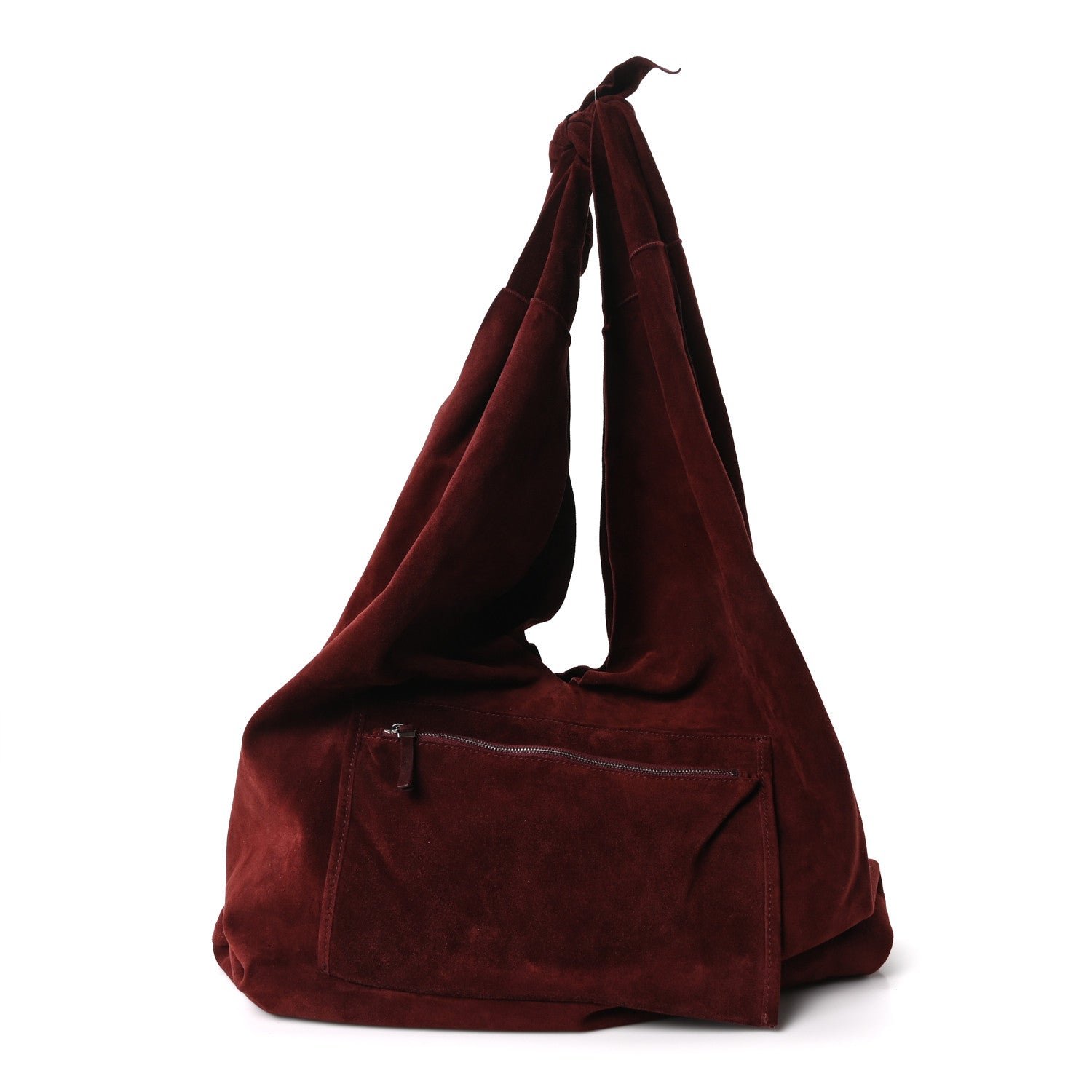 The Row Suede Bindle Bag Burgundy