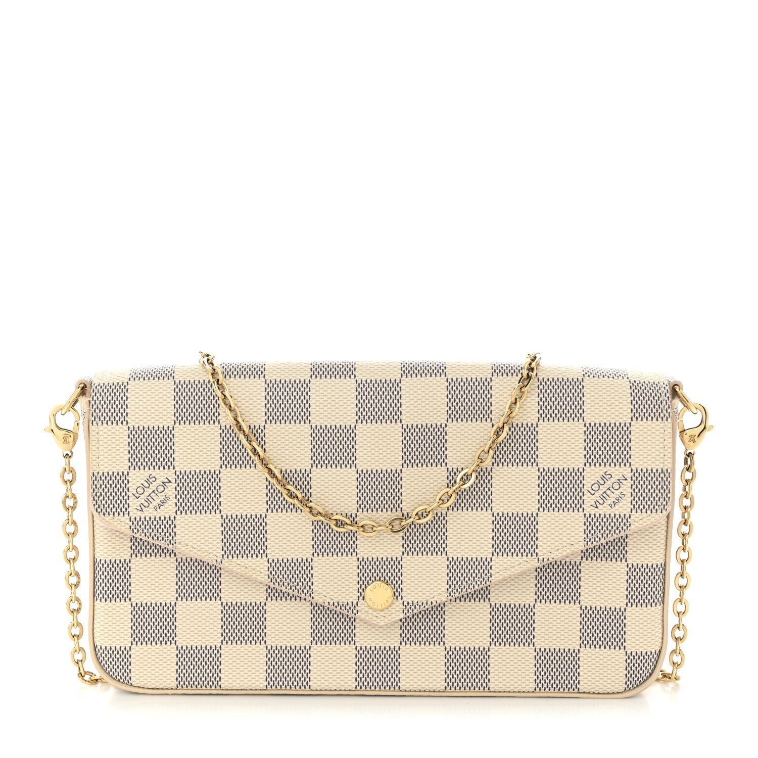 Louis Vuitton Damier Azur Pochette Felicie Chain Wallet Rose Ballerine