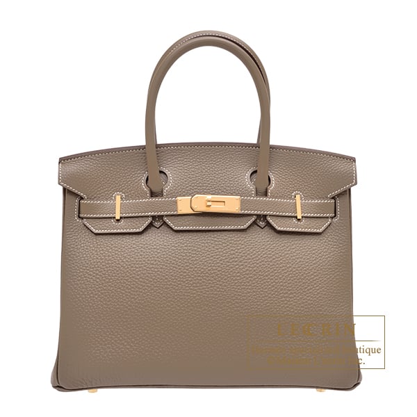 Hermes Birkin bag 30 Etoupe grey Togo leather Gold hardware