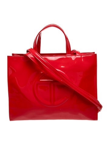Vegan Patent Leather Medium Patent Red Shopping Bag Medium w/ Tags