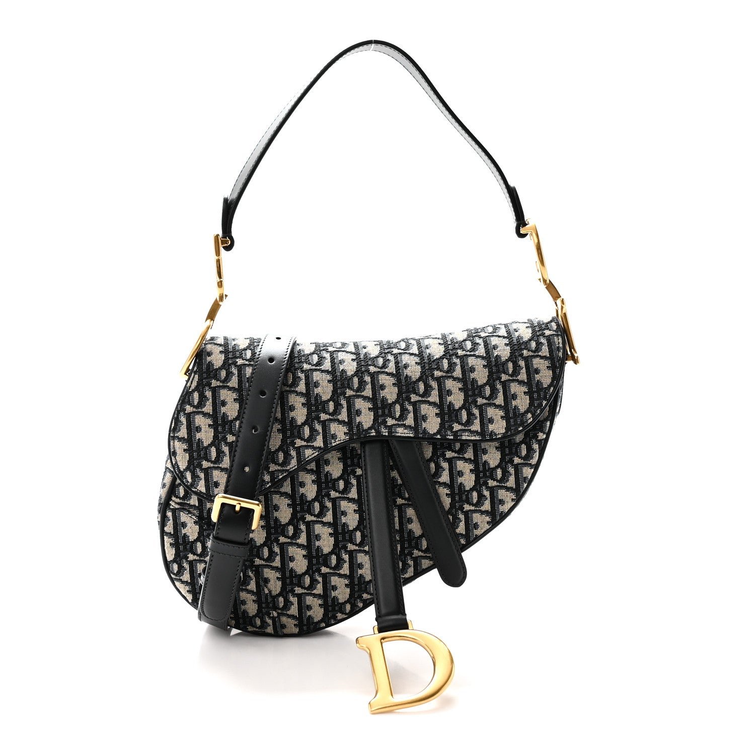 Christian Dior Oblique Saddle Bag With Strap Blue