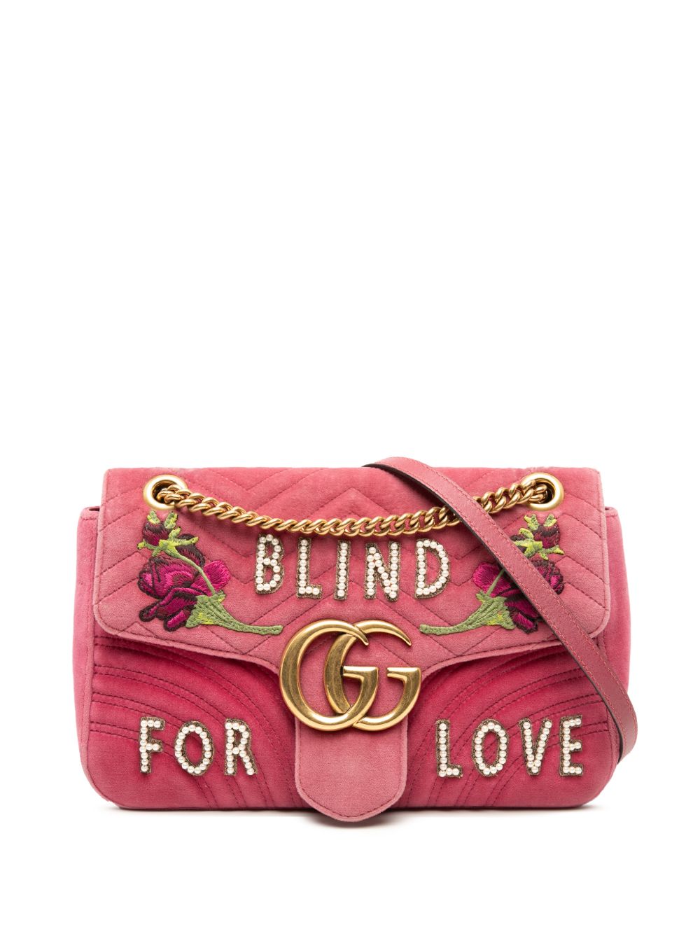 2016-2025 Large GG Marmont Matelasse Velvet Embroidered Blind For Love shoulder bag