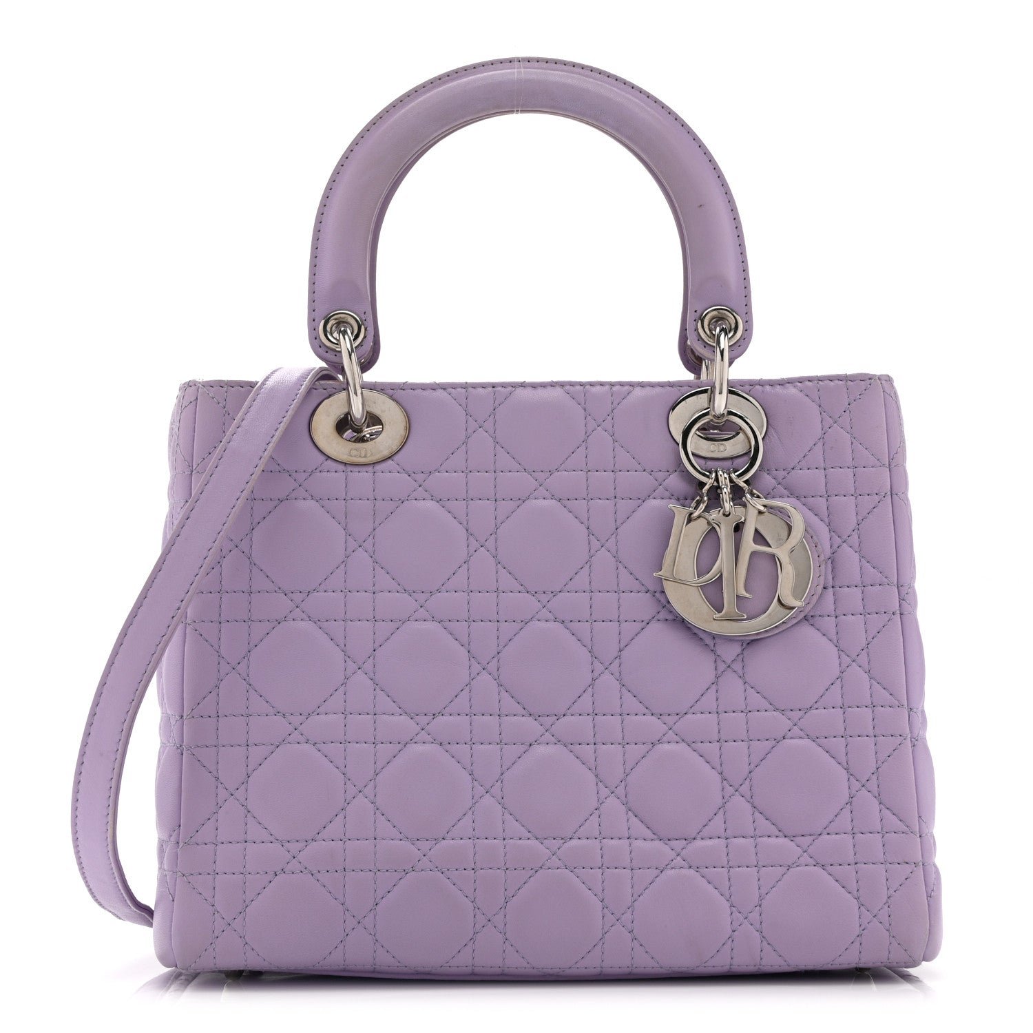 Christian Dior Lambskin Cannage Medium Lady Dior Purple