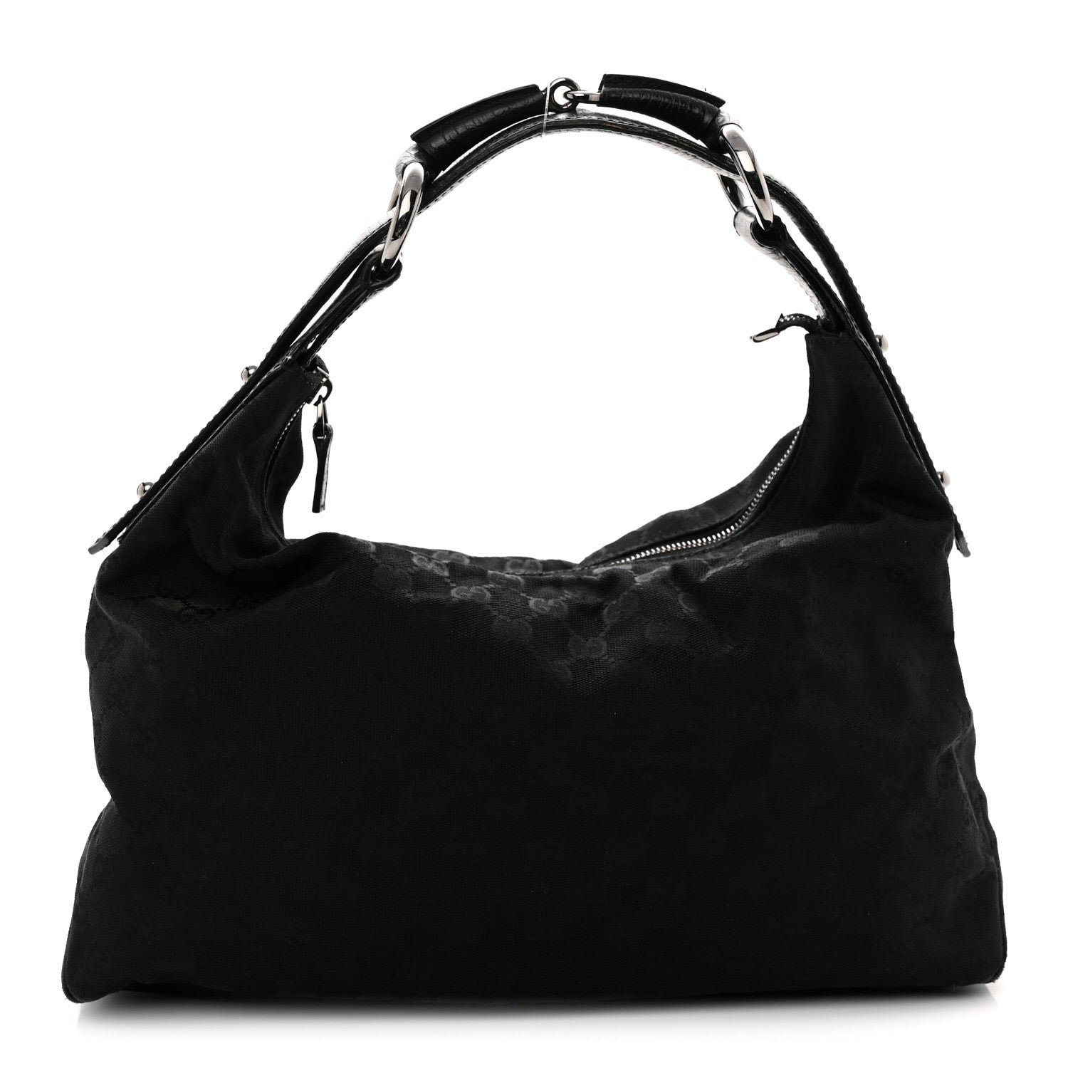 Gucci Monogram Medium Horsebit Chain Hobo Black
