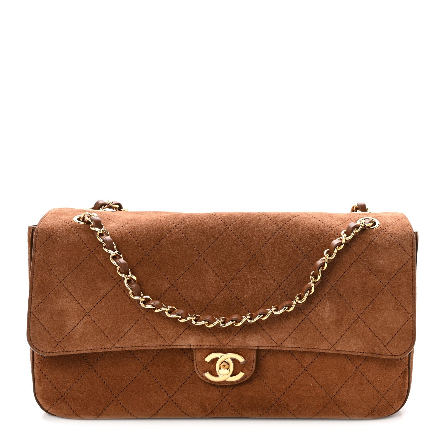 Chanel Suede Calfskin Small Souplissimo Maxi Flap Camel