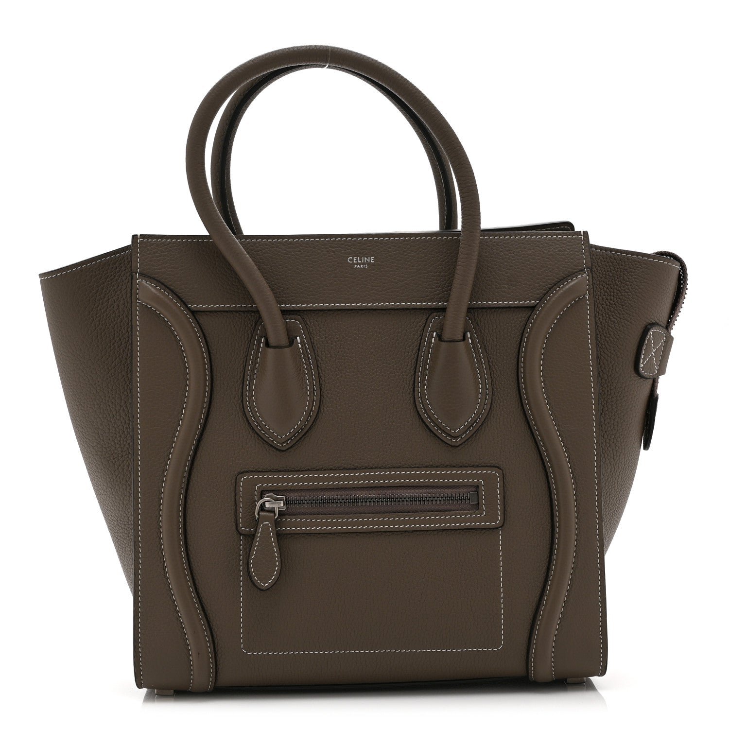 Celine Drummed Calfskin Micro Luggage Souris