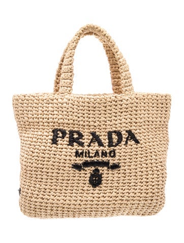 Enameled Metal Triangle Raffia Crochet Tote Bag Small