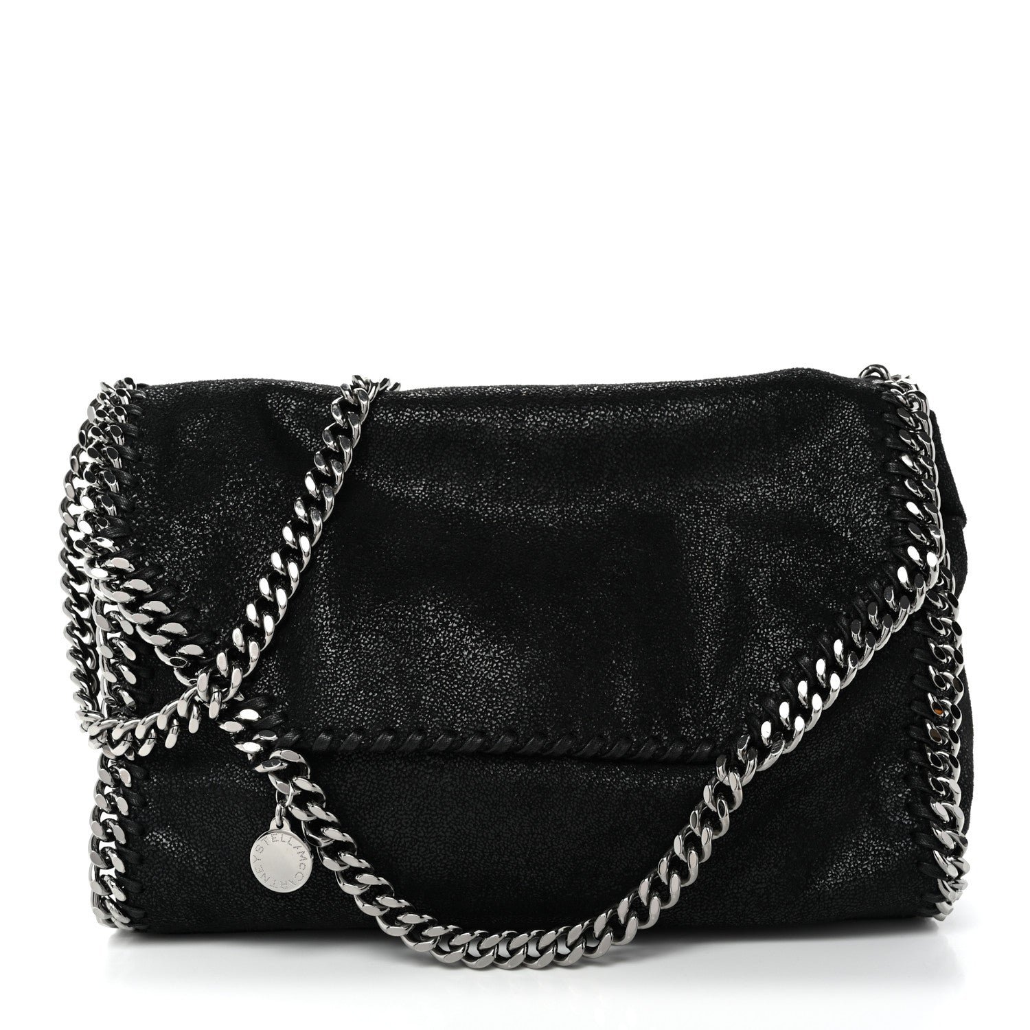 Stella McCartney Shaggy Deer Mini Falabella Fold Over Tote Black