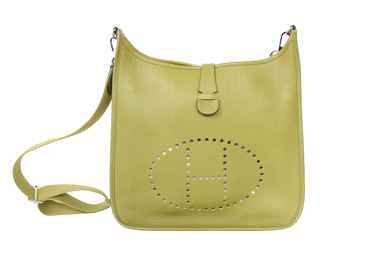 Hermes Hermes Evelyne II Tote GM, Vert Chartreuse  Clemence with Palladium Hardware, L in Square 2008 Stamp, Preowned No Dustbag WA001