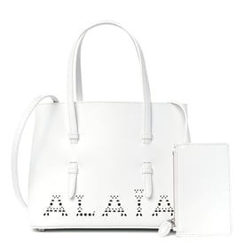 Alaia Calfskin Laser Cut Mina 25 Tote White