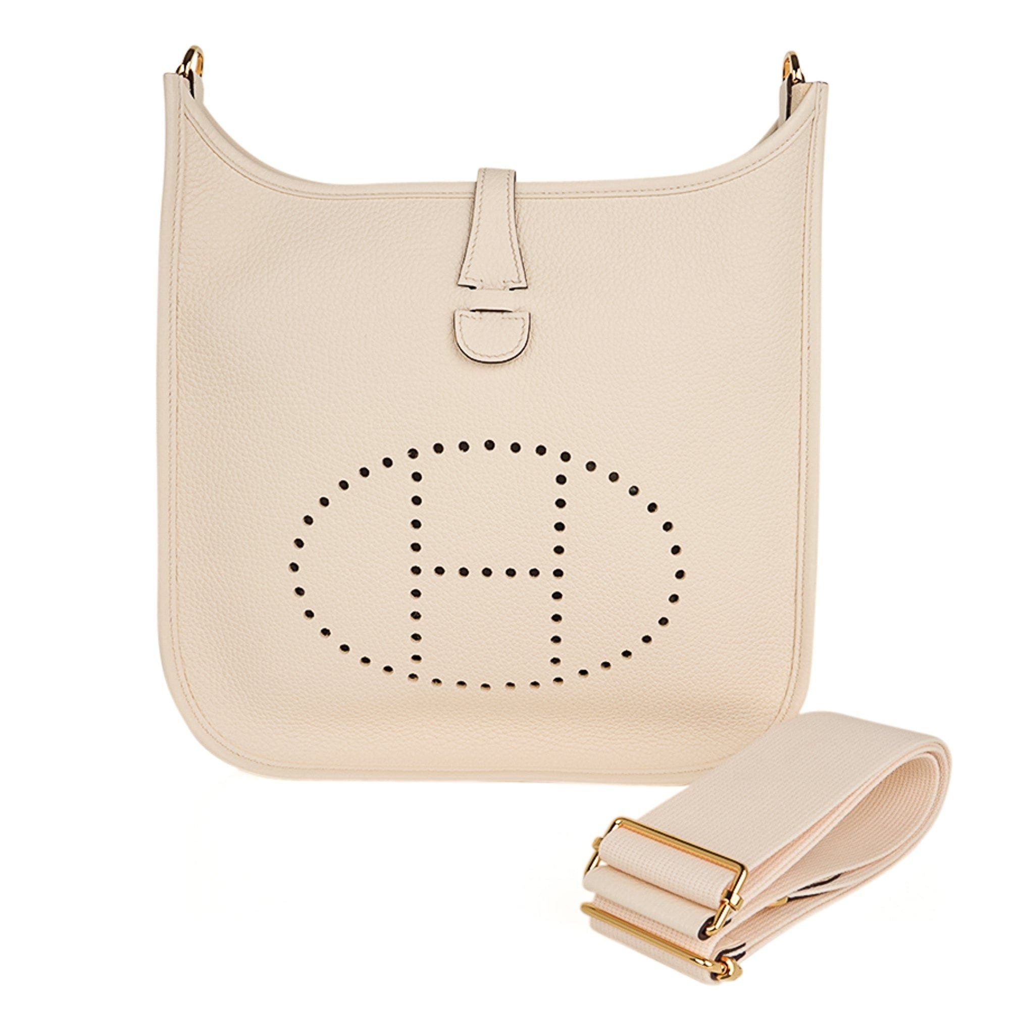 Hermes Hermes Evelyne PM Bag Nata Clemence Leather with Gold Hardware