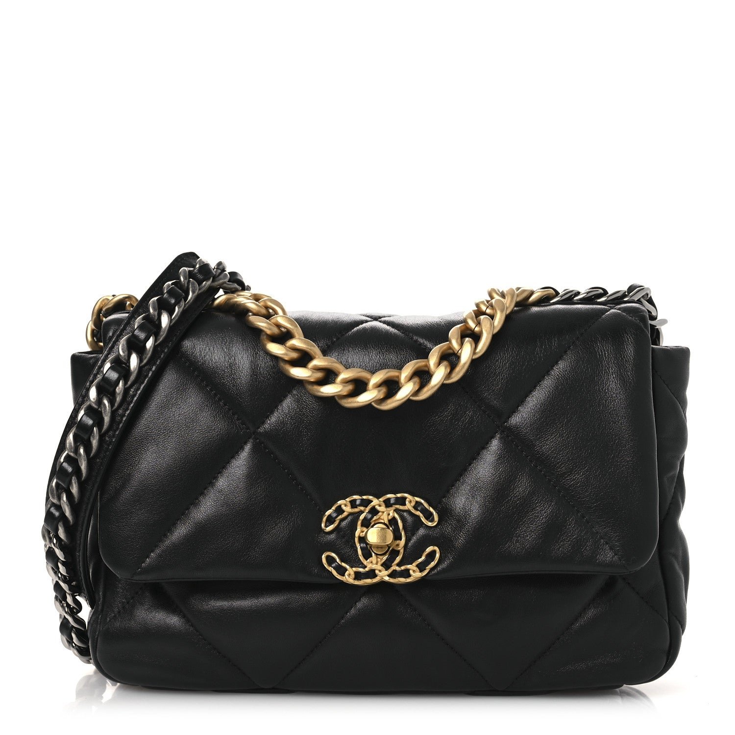 Chanel Lambskin Quilted Medium Chanel 19 Flap Black