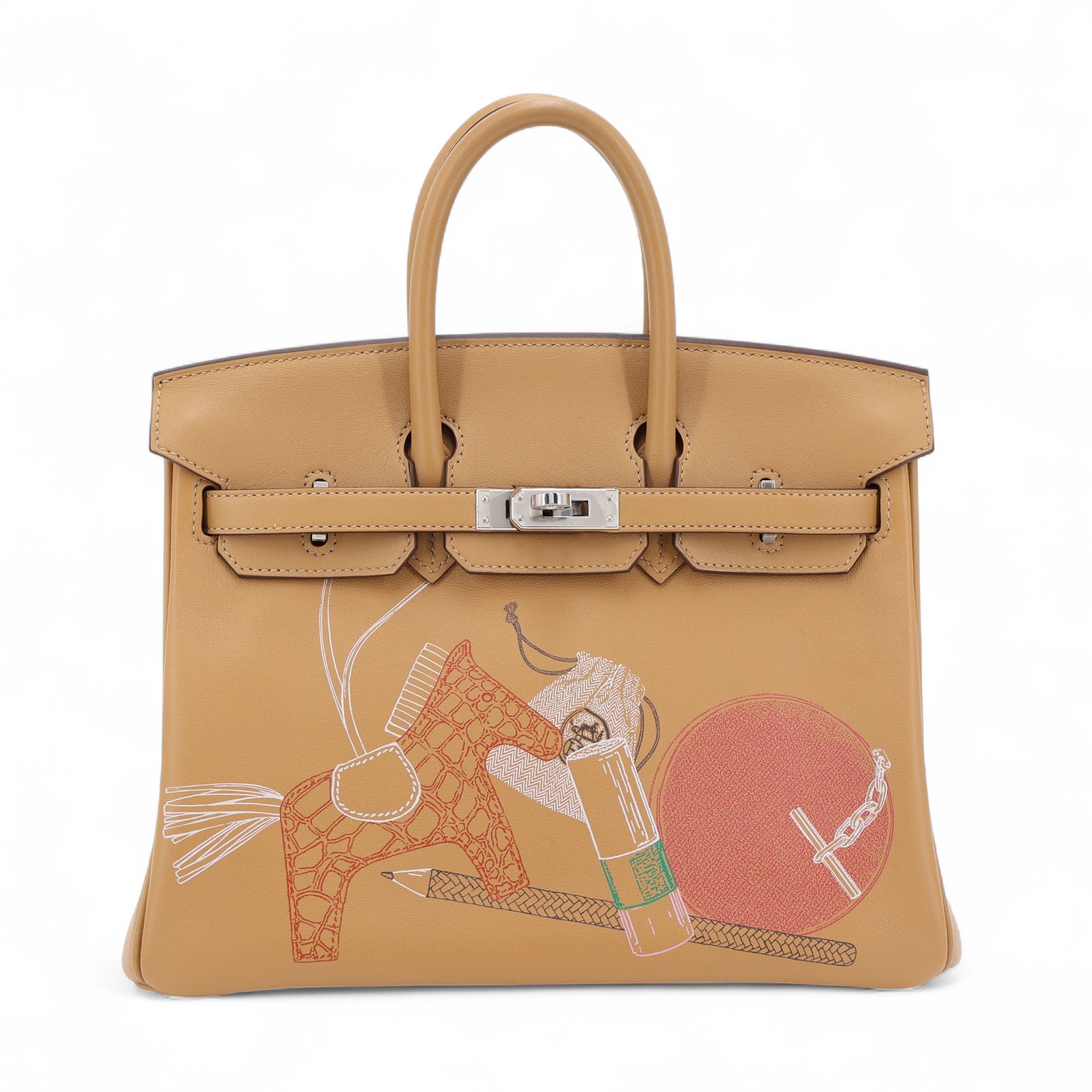 Hermes Excellent ( Rank SA ) HERMÈS Limited Edition Birkin 25 In & Out Biscuit (4B) Swift Palladium hardware Z (2021)