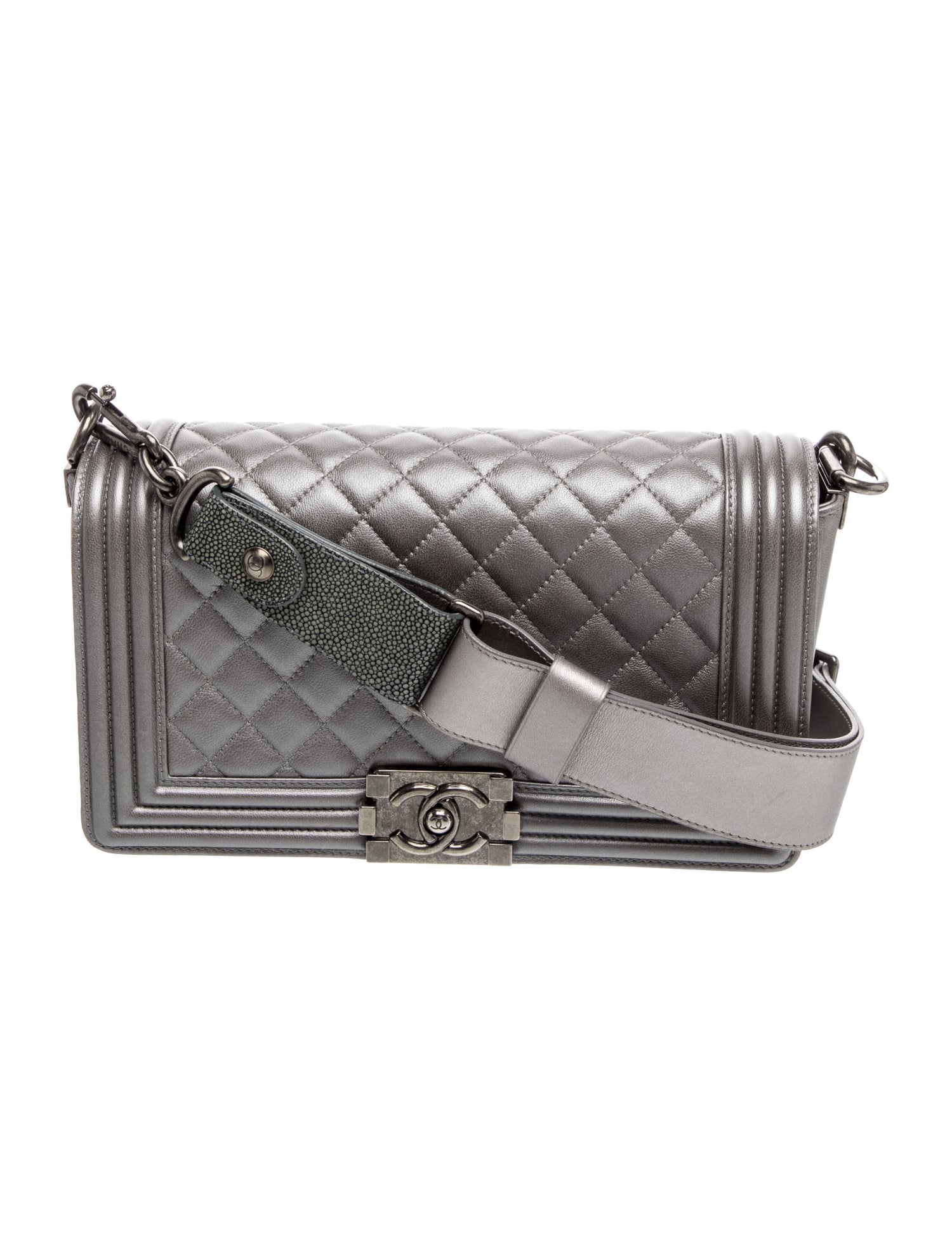 Medium Galuchat-Trim Boy Bag